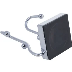 Gifi Rangement|Crochet double à ventouse métal gris