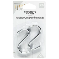 Gifi Rangement|Crochet pour barre inox suspendue x6