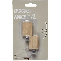 Gifi Rangement|Crochets adhésifs x2 bois
