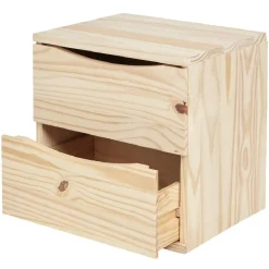 Gifi Rangement|Cube de rangement 2 tiroirs pin naturel