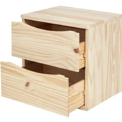 Gifi Rangement|Cube de rangement 2 tiroirs pin naturel