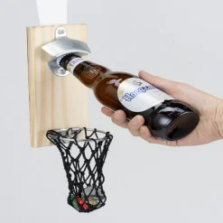 Gifi Décapsuleur mural basketball en bois 8x5xH20cm