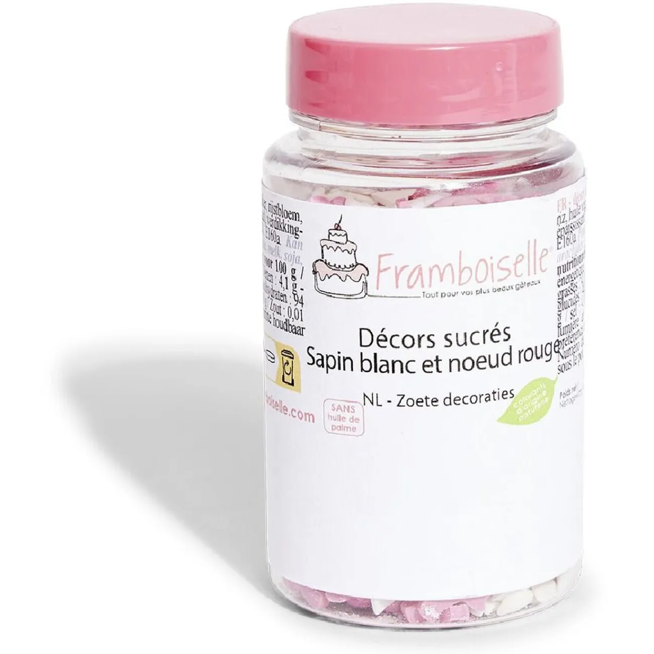 Gifi Décor sucré sapin blanc et noeud rouge Framboiselle 50g