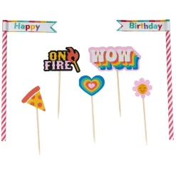 Gifi Décoration gâteau anniversaire pique thème candy x7