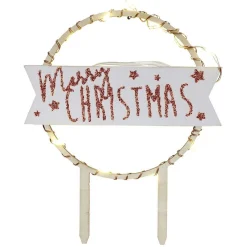 Gifi Décoration gâteau de Noël à LED en bois beige