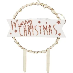 Gifi Décoration gâteau de Noël à LED en bois beige