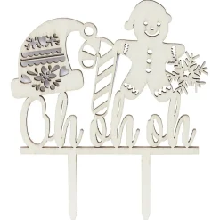 Gifi Décoration gâteau de Noël en bois beige