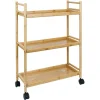 Gifi Desserte 3 niveaux à roulettes bambou et MDF 51,5x22,5xH71cm