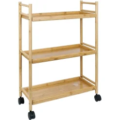 Gifi Desserte 3 niveaux à roulettes bambou et MDF 51,5x22,5xH71cm