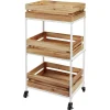 Gifi Desserte à roulette en bois design cagette naturel 3 niveaux