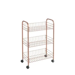Gifi Desserte à roulette Metaltex 3 étages orange cuivré