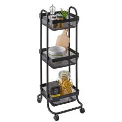 Gifi Desserte à roulettes vintage métal noir 3 niveaux