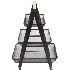Gifi Desserte de cuisine 3 paniers métal noir