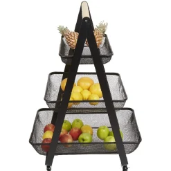 Gifi Desserte de cuisine 3 paniers métal noir