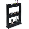 Gifi Desserte de cuisine à roulettes 3 niveaux noir 54,5x12,5xH.72cm