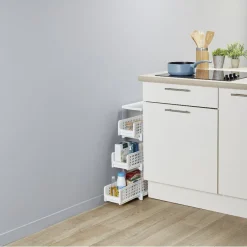 Gifi Desserte de cuisine 3 tiroirs coulissants blanc