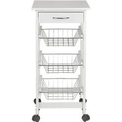 Gifi Desserte de cuisine mdf métal blanc gris