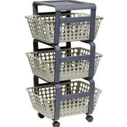 Gifi Rangement|Desserte de rangement 3 niveaux gris clair et foncé