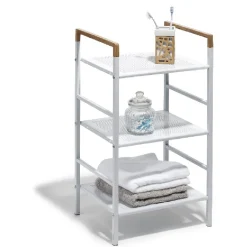 Gifi Aménagement Salle De Bain^Desserte de salle de bain blanche avec poignées couleur bois