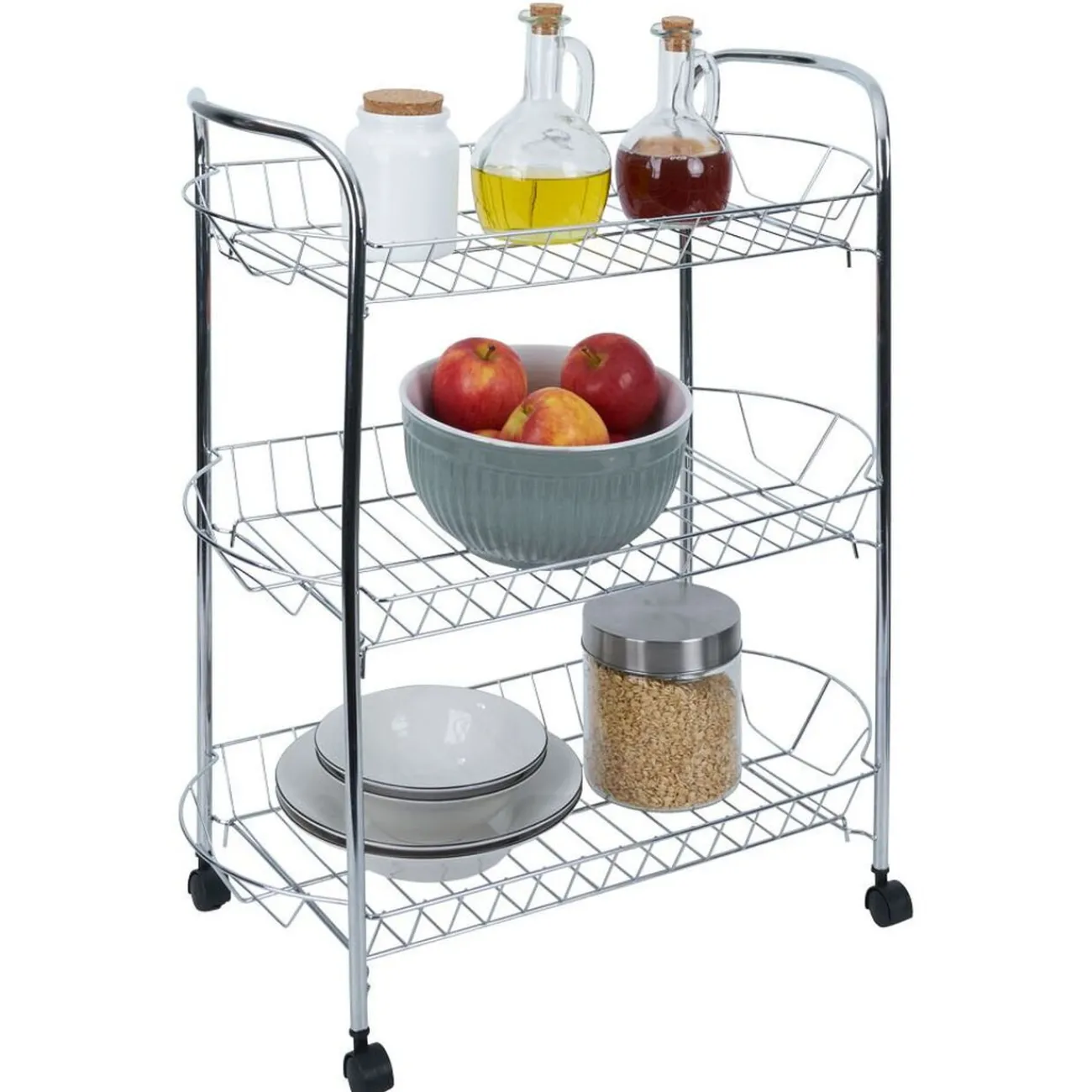 Gifi Desserte en métal gris 3 niveaux - L.51xl.26,5xH.57cm