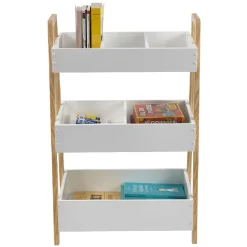 Gifi Rangement|Desserte meuble de rangement 3 niveaux blanc naturel