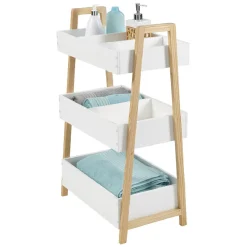 Gifi Rangement|Desserte meuble de rangement 3 niveaux blanc naturel