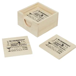 Gifi Dessous de verre bois x8 avec boîte de rangement