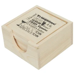 Gifi Dessous de verre bois x8 avec boîte de rangement