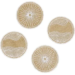 Gifi Dessous de verre jute naturel et blanc Ø8,5cm x4
