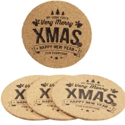 Gifi Dessous de verre liège design Noël inscription Merry Christmas x4