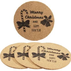 Gifi Dessous de verre liège design Noël inscription Merry Christmas x4