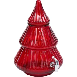 Gifi Distributeur à boisson en verre forme sapin rouge 8L