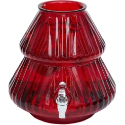 Gifi Distributeur à boisson en verre forme sapin rouge 8L