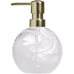 Gifi Aménagement Salle De Bain^Distributeur à savon en verre transparent et blanc Sunflow Ø10xH15,7cm