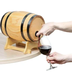 Gifi Distributeur à vin tonneau bois sur socle 5,5 L