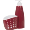 Gifi Nettoyage Et Entretien|Distributeur de liquide vaisselle avec compartiment à éponge rouge