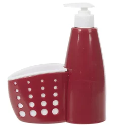 Gifi Nettoyage Et Entretien|Distributeur de liquide vaisselle avec compartiment à éponge rouge