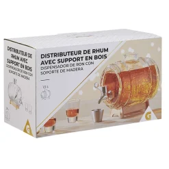 Gifi Distributeur de rhum avec socle en bois 1,5 L