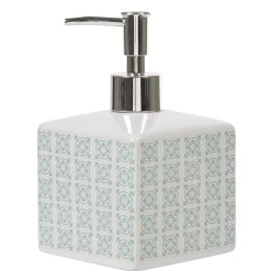 Gifi Aménagement Salle De Bain^Distributeur de savon céramique carreau de ciment blanc vert