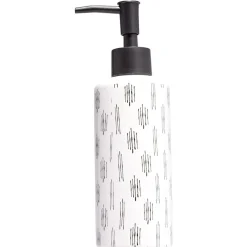 Gifi Aménagement Salle De Bain^Distributeur de savon céramique blanc et noir motif trait Ø6xH15cm