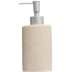 Gifi Aménagement Salle De Bain^Distributeur de savon plastique beige effet texturé Ø6xH17cm