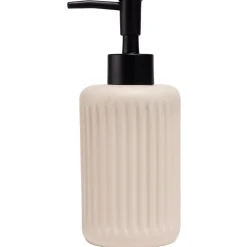 Gifi Aménagement Salle De Bain^Distributeur de savon plastique rose effet rainuré Ø7,5xH17,5cm