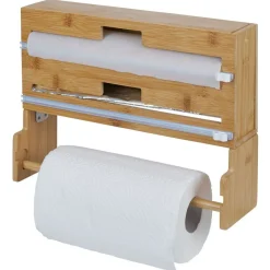 Gifi Distributeur film alimentaire et essuie-tout bambou 33,5x10xH25cm