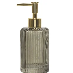 Gifi Aménagement Salle De Bain^Distributeur savon liquide verre noir doré