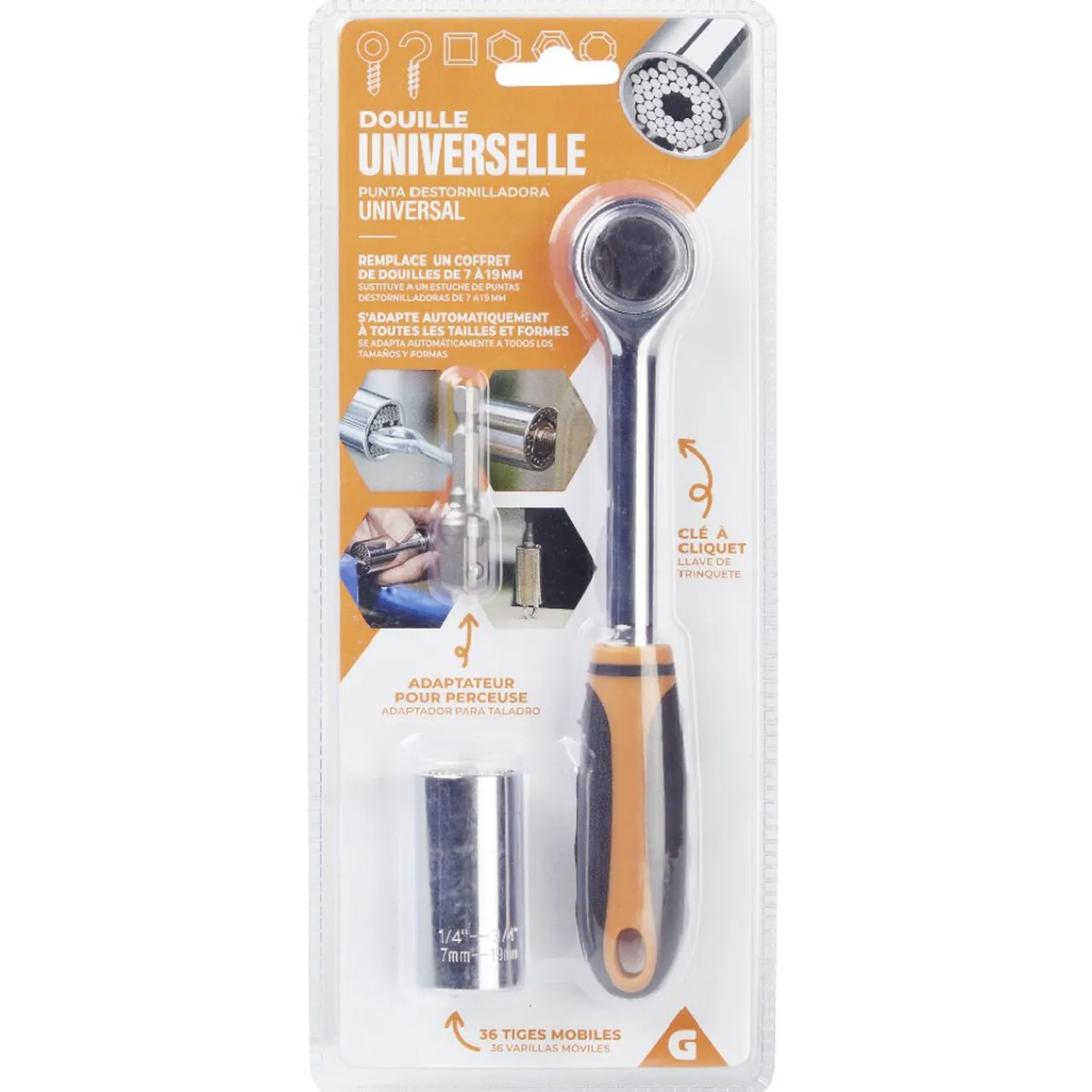 Gifi Outils Bricolage^Douille universelle clé à cliquet avec adaptateur pour perçeuse