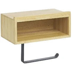 Gifi Equipement Wc^Dérouleur papier WC avec support téléphone en bambou