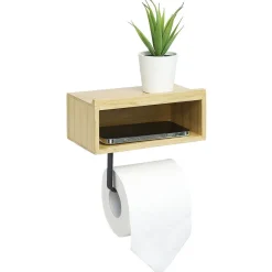 Gifi Equipement Wc^Dérouleur papier WC avec support téléphone en bambou