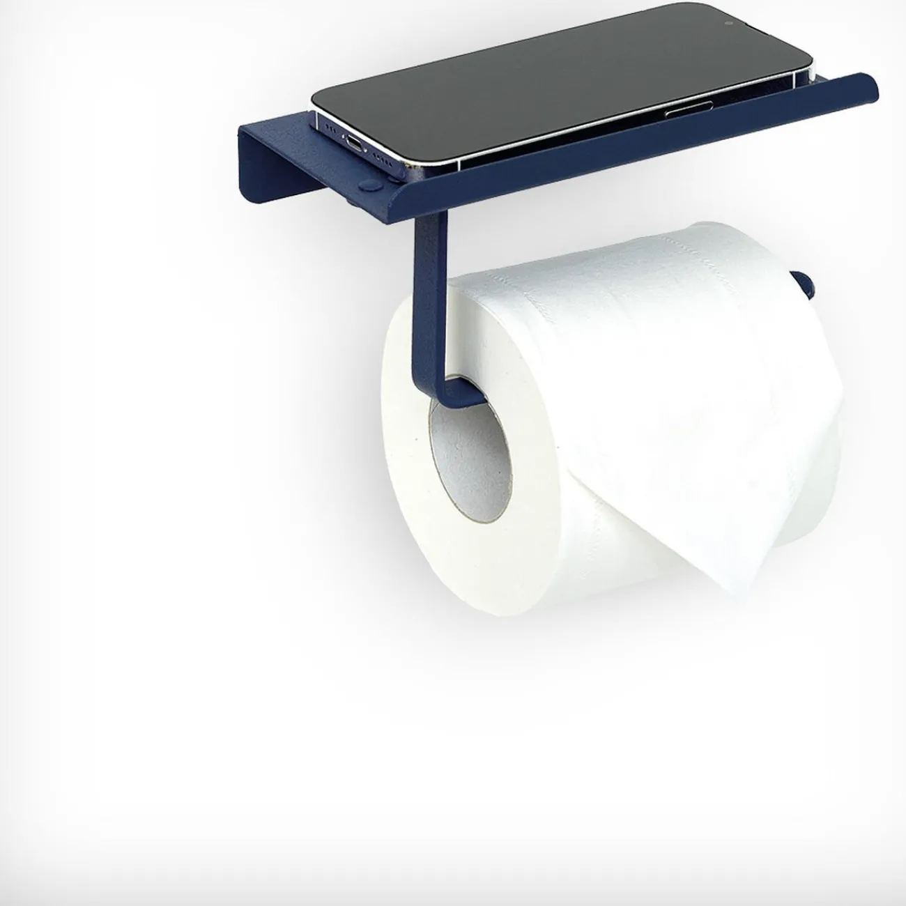 Gifi Equipement Wc^Dérouleur papier WC inox bleu Sunflow à visser ou coller 17,4x9xH8cm