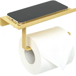 Gifi Equipement Wc^Dérouleur papier WC inox jaune Sunflow à visser ou coller 17,4x9xH8cm