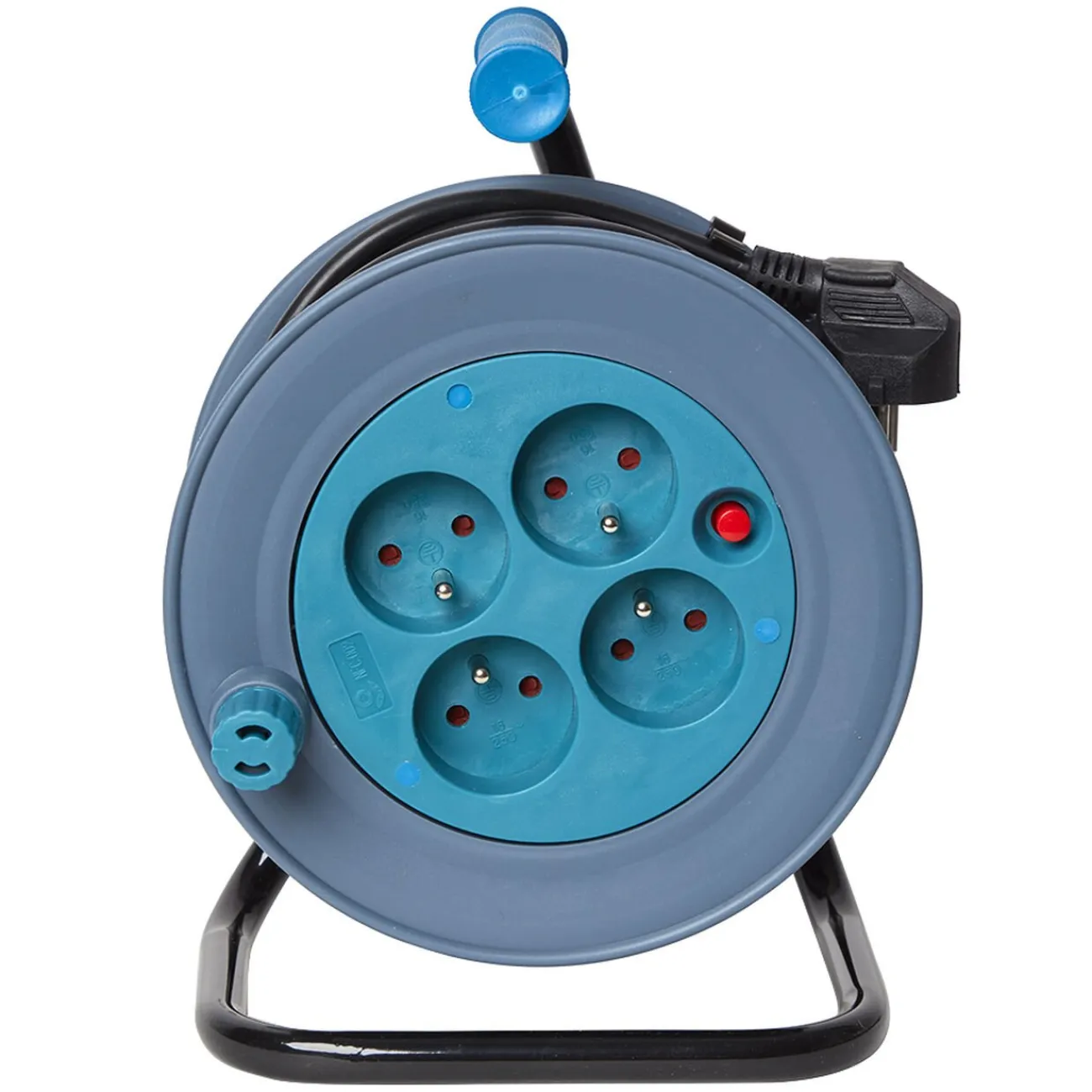 Gifi Accessoires Électriques^Enrouleur de câble compact 15 m multiprises x4 bleu et noir